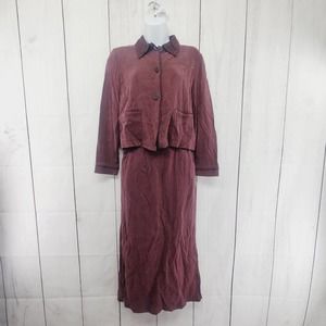 Vintage Cynthia Max Chocolate Brown Skirt Suit Set Women's Petite Small
